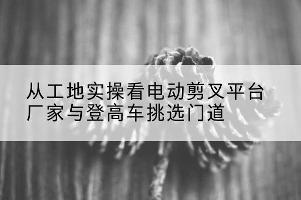 琼中电动剪叉升降平台厂家-从工地实操看电动剪叉平台厂家与登高车挑选门道